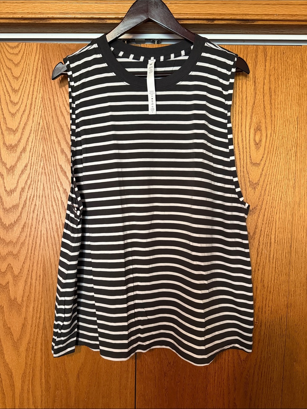 Lululemon Sleeveless Dark Grey and White Striped Tank Top